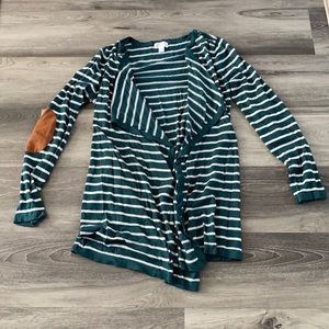 Market & Spruce Teal and White Striped Cardigan